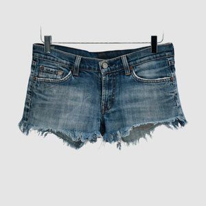 7 For All Mankind Denim Cut-Off Raw Hem Shorts Size 28